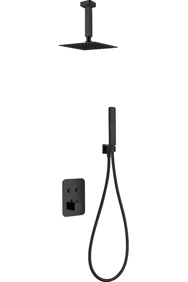 Conjunto ducha termostática VIGO en color negro mate